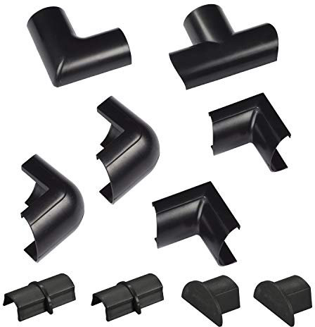 D-Line CLOAP3015B Mini Kabelkanal Clip-Over Verbindungsstücke Multipack, Aufsteckbare Verbindungsstücke, Verbinden Sie mehrere 30x15mm Kabelkanäle - 10-teiliges Kabelkanal Zubehör Set - Schwarz