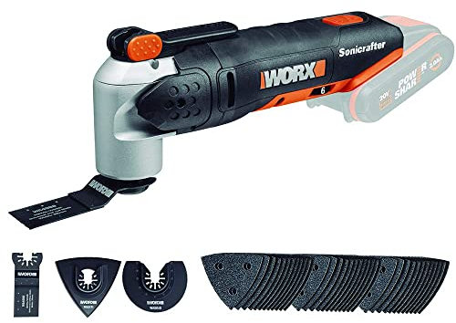 Worx WX678.9 - Multifunzione ad Oscillazione Sonicrafter a Batteria 20V, Velocità di Oscillazione 5.00-20.000/min., Angolo di Oscillazione 3.2° - Solo Corpo Macchina
