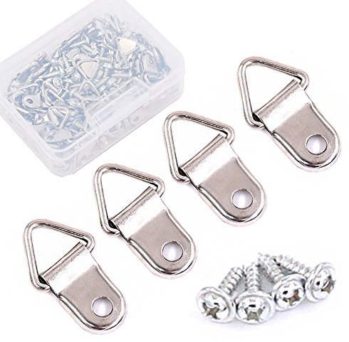 110 Pcs Triangle Ring Picture Hangers Shape Nail Non-Trace Hangers Single Hole with Screws for Home Decoration Creative Picture with Transparent Box