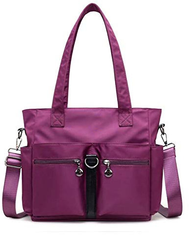 Fabuxry Frauen Casual Totes Handtaschen Schultertaschen börsen Weiche Nylon Tasche, Violett (violett), Medium