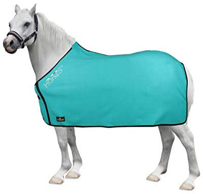 Horses, Fleece Decke Basic Pony, Weich und Bequem, Ideal für Transport und Feierabend (100 cm, Türkis)