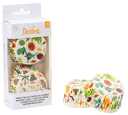 Decora 0339830 PAPIERFÖRMCHEN DINOSAURIER 50 X 32 MM 36ST, Weiß