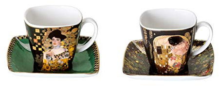 CREAFLOR HOME 2er Set Gustav Klimt Espressotassen Der Kuss Adele Bloch-Bauer Goebel Porzellan