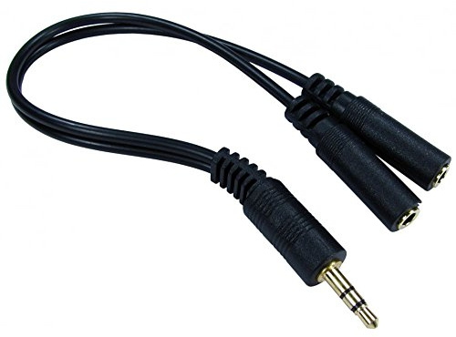 0.2m 3.5mm Stereo Splitter Cable Mini Jack Earphone Headphone 2 Way Adapter Y-Cable 2x 3.5mm Stereo Sockets Gold Contacts Black