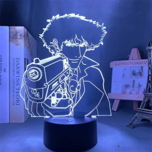 Xdorra Anime Sasuke 3D Optical Illusion Geschenk Nachtlichtlampe - 2 Funktionen 7 Farbe RGB Bunte USB-Aufladung oder AA-Batterie - Acryl-Kristallplatte Lustige 3D-dekorative Lichtlampe