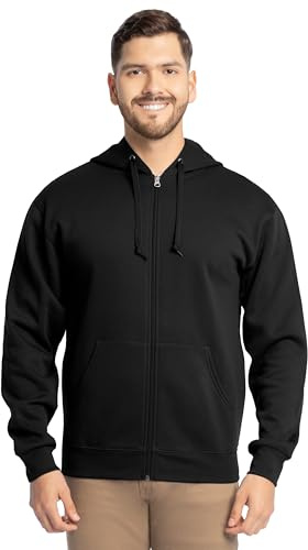 Fruit of the Loom Men's Eversoft Fleece Sweatshirts & Hoodies, Full Zip-Black, Large
