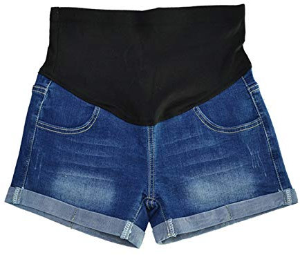keepmore Maternité Shorts Taille Haute Ceinture de Soutien Confort Short en Jean Femmes Enceintes Jeans Grossesse Shorts Pantalon