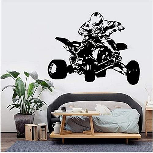 Stickerdecal, Geschnitzte Wandaufkleber Auto Extremsport Kreative Teen Boy Raumdekoration Wandtattoo Quad Bike Wandbild 88Cmx70Cm