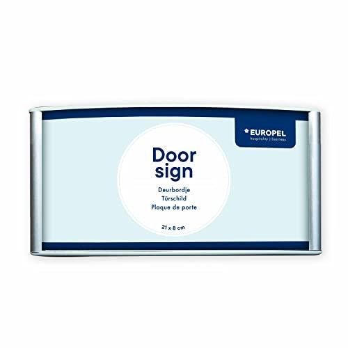 Europel Türschild einfach und elegant, leicht gewölbt 21X8cm. Schrauben oder kleben, Quer- oder Hochformat, PVC-Entspiegelte Abdeckscheibe, Farbe silber, inkl. Montagematerial, 355505, 21x8 cm