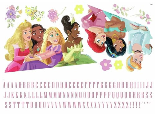 RoomMates Disney Princesses Peel & Stick Giant Wall Decal with Alphabet, RMK5093GM