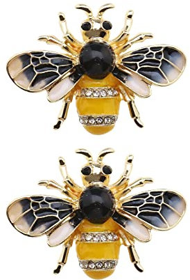2 Stücke Biene Brosche mit Strass aus Legierung Schöne Broche Dekorative Zubehör für Kleidung Pullover Jacke Verzierung für Frauen Mädchen Damen