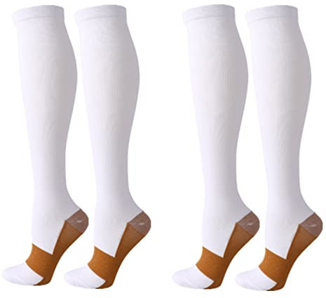 Kompressionsstrümpfe für Damen und Herren, 2 Paar 20-25 mmHg Kniestrümpfe Kompressionsstrümpfe für Sport, Sport, Leichtathletik, Ödeme, Diabetiker, Krampfadern, Reisen, Schwangerschaft, Krankenpflege