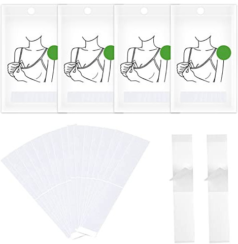 QincLing 144 Stück Doppelseitig Klebeband Kleidung Transparent Klebestreifen Körper Tape Dessous Tape Anti Rutsch Double Sided Body Tape 2.0 x 8.5cm für Haut Brust Hemden BH V Ausschnitt