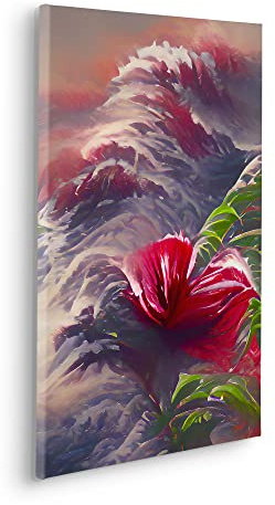 Komar Keilrahmenbild im Echtholzrahmen - Blossom Wave - Größe 40 x 60 cm - Wandbild, Kunstdruck, Wanddekoration, Design, Wohnzimmer, Schlafzimmer