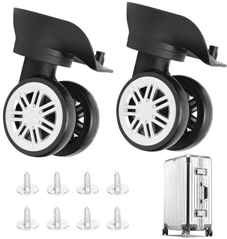 Koffer rollen ersatz, 1 Paar ersatz universal räder rollen Doppelreihiges großes Rad Stummes Rad für reisekoffer Kofferrad Outdoor Großes Rad Deichsel Box Code Case Kofferrollen Ersatzzubehör