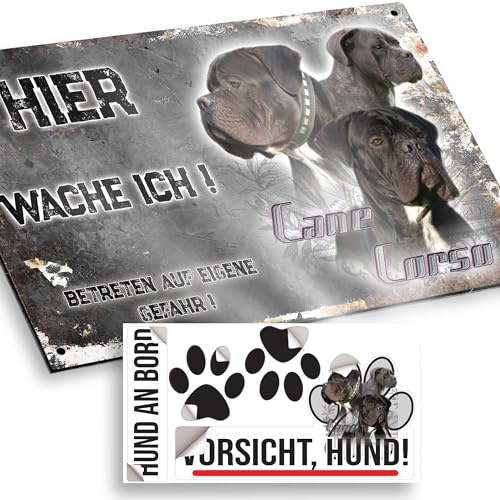 hier wache ich hund Cane Corso 15/9,5 cm