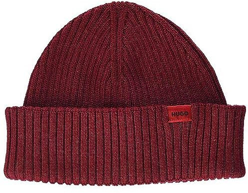HUGO Herren Xishon Beanie, Dark Red604, Einheitsgröße EU