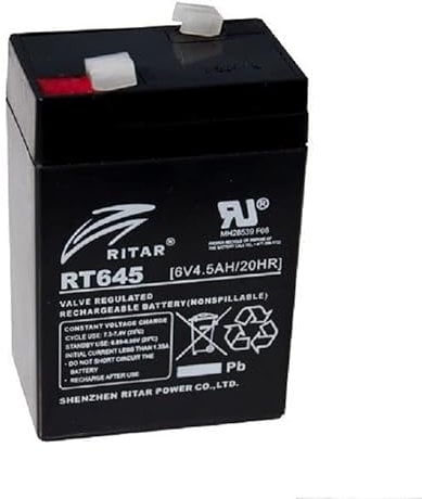 RITAR 6V 4.5AH- Replacement fully sealed lead acid Battery (as 6V 4.0ah)3-FM-4.5. 3-FM-4, 1 year warranty