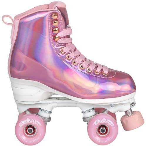 Chaya Rollschuhe Elite Space Holographic - Roller Skates für Damen und Herren im Retro-Look für Roller-Disco - Roll-Schuhe in Rosa holographisch