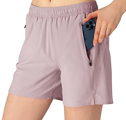donhobo Kurze Hose Damen Shorts Sommer Hosen Laufhose Kurz Trainingshose Laufshorts Women Sportshorts (Rosa Lila, XXL)