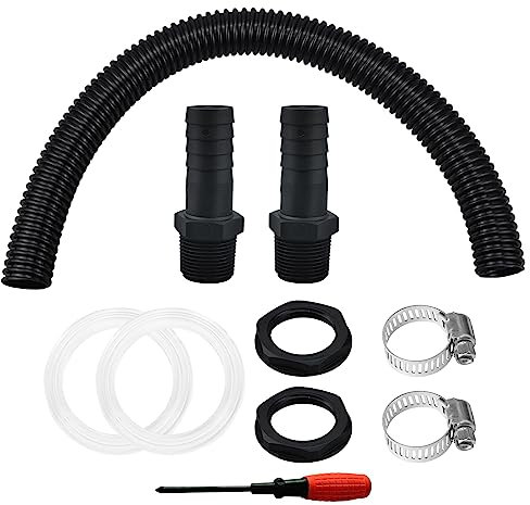 GIGIIS Regentonnen Verbindungsset 50cm Verbindungsschlauch Regentonnen Anschluss Set Regentonnendurchführung mit Schlauchtülle Regentonne Verbindung Set für Regensammler + Schraubendreher