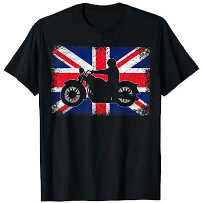 Union Jack Flag United Kingdom Motorbike Motorcycle Biker T-Shirt