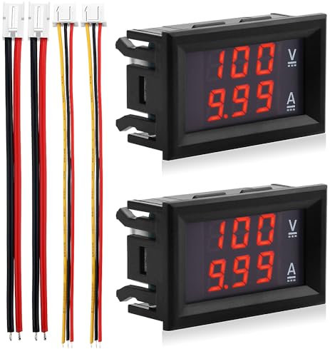 VooGenzek 2 Stücke 0.28 LED Voltmeter Amperemeter, Detektor Spannung Strommesser Panel Ampere Voltmeter, DC 0-100V 10A für 12V / 24V Multimeter Amperemeter Volt Amperemeter Panel