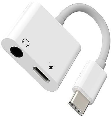 USB-C to 3.5mm Jack Adapter for iPhone 15 (2in1) Aux Dongle Type C Headphone Charger Splitter Compatible for Samsung Galaxy for Apple 15 Pro Max Plus for iPad 10、Air4/5、Mini6、12.9 Audio CD-uk