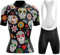 Completo Ciclismo Donna Abbigliamento Bici MTB Estivo Tuta Ciclista Manica Corta,Maglietta Bicicletta e Salopette Pantaloncini con 19D Gel Imbottiti,Maglia Ciclo Asciugatura Rapida Traspirante|B3,S