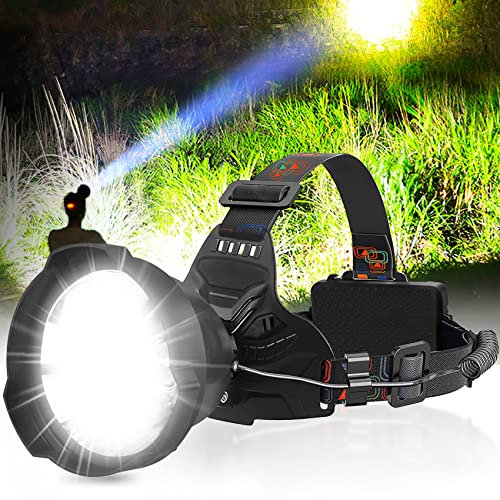 Stirnlampe LED Wiederaufladbar, 100000L superhelle Kopflampe, 18 Stunden Laufzeit, 3 Lichtmodi, IPX5 Wasserdicht 90° Verstellbar Kopflampe Stirnlampe, mit Sensor, Für Camping,Fischen,Joggen,Wandern