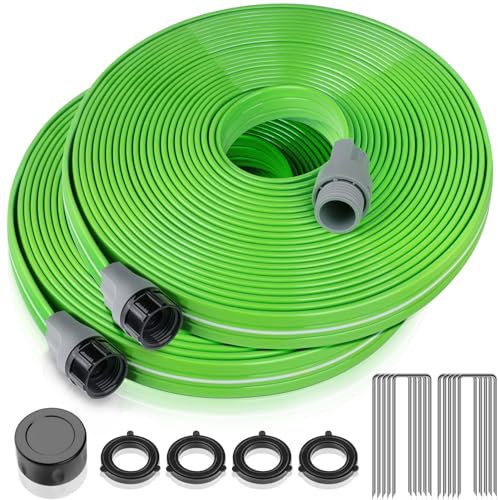 LAVEVE Sprinklerschlauch für Hof, 30 m, Gartenschlauch mit Heringen, robuster Wasserschlauch-Sprinkler für Rasen, Tropfschlauch, Bewässerungsschlauch (15 m x 2 Stück)