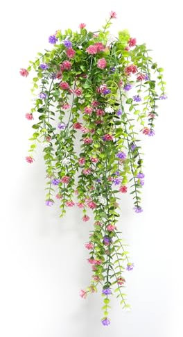 Zfseyuh 3 Pièces Plante Artificielle,Plante Artificielle Tombante Suspendue Lierre Artificiel avec Fleurs Artificielles Plantes Artificielles Décoratives Intérieur et Extérieur 80cm