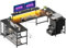 ODK 167×102 cm Corner Desk with Drawers, Reversible L Shaped Gaming Desk with LED Lights, Computer Office Desks for Home Office Black