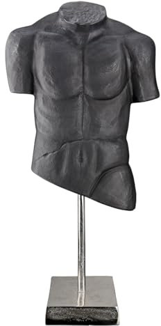 Casablanca große Deko Figur Skulptur XL - Mann Torso Dekofigur aus Aluminium Farbe: Anthrazit Dunkel Grau - Dekoration Geschenk Geburtstag Höhe 55 cm