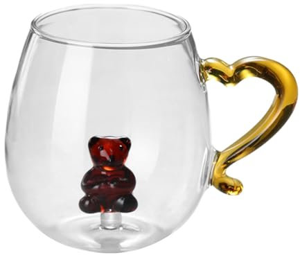 Zibeem 3D-Trinkglas mit Tier im Inneren – Borosilikatglas, niedlicher Tier-Innenbecher, 400 ml, weihnachtliches Motiv, Tier-Innenglas mit Hen-kel, Geschenk für Weihnachten, Geburtstag, Valentinstag