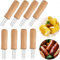 8 Pcs Corn Holders,Stainless Steel Corn Cob Holders Corn on The Cob Skewers, Anti-Scald Corn Holders Set BBQ Fork Skewers for Home Cooking Parties Camping (Wooden Handle Corn Holders) (DBZQSCW-CF8W)
