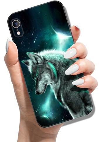 Handyhülle für iPhone XS Max 6.5 Hülle Tier Muster Motiv Weich TPU Silikon Schwarz Case für Mädchen Jungen Dünn Slim Soft Cover - Himmelswolf