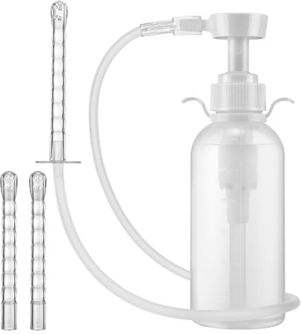 Sistema de Limpieza Vaginal Reutilizable, 300ml Ducha Vaginal Para Mujeres, Hombres Ducha Anal Con Presión Manual, Set de Enema Enema Para Intestino Jeringa Enema Con 3 Puntas de Boquilla, Adecuado