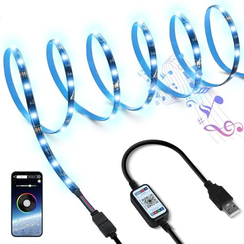 SUCIKORIO RGB USB Luces LED TV 5 metros, Impermeable Tiras de Led Adhesivas Tira LED Sincronizado Imagen Inteligente Con Aplicación Fancy LED TV Backlight Sin Enchufe Para Television, Habitacion