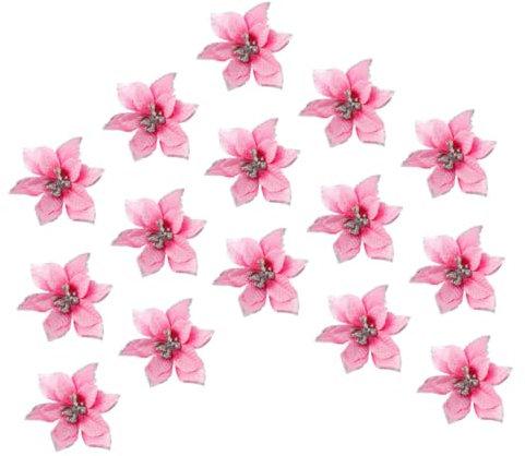 MUSISALY 15pcs Weihnachten Baum Blume Künstliche Dekorative Glitter Lebensechte Ornament 13cm Blume Weihnachten Baum Dekoration