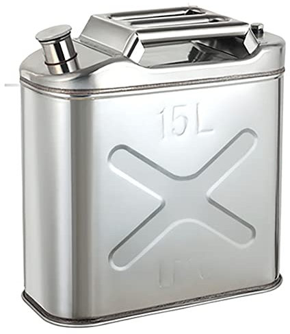 ZGPjubilant Bidon d'essence 5L/10L/15L/20L, bidon d'essence Portable en Acier Inoxydable 201, réservoir de Carburant de Rechange pour Automobile et Moto (20L (15L)