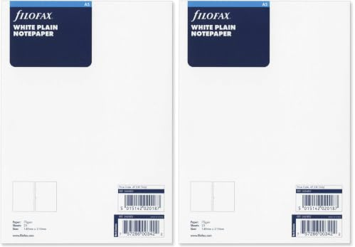 Filofax A5 White Plain Notepaper (Pack of 2)