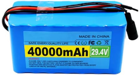 24V 40Ah 7S3P 40000mAh Li-ION Battery Pack for Electric Bicycle Moped+29.4V 2A Charger for Electric Bike Replacement XT60