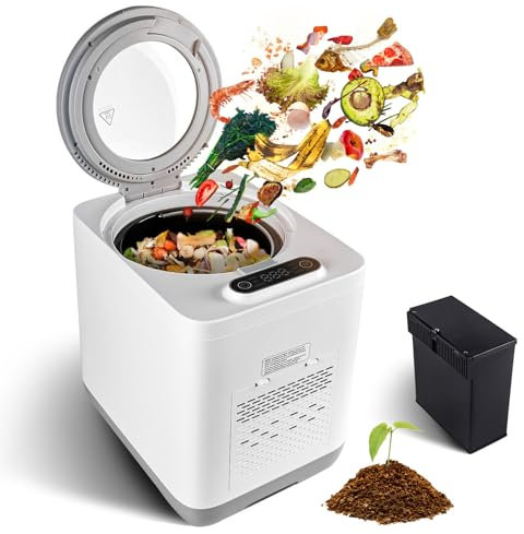 Máquina de compostaje de residuos de Alimentos, contenedor de compostaje de Limpieza automática de 3,8 l con Pantalla LED Inteligente, Convierte los residuos de Alimentos en abono, compostador