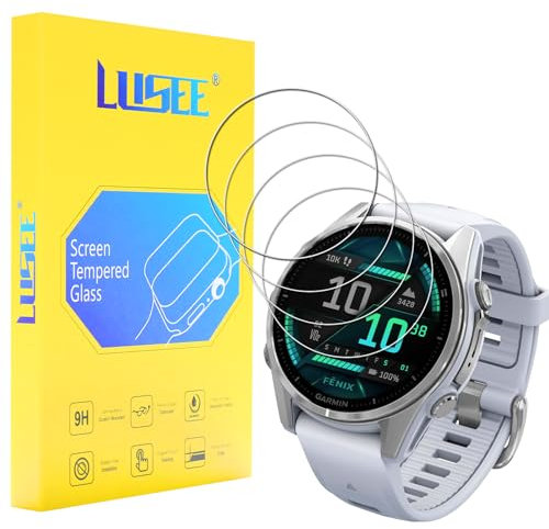 LUSEE 4 Stück Schutzfolie Kompatibel mit Garmin Fenix 8 43mm Displayschutzfolie Displayschutz [9H Härte] [Anti Kratzer] HD Glas Temperglas Folie (Nicht für SOLAR-Version)