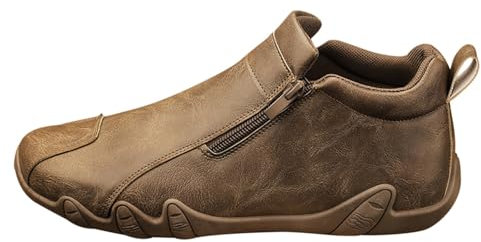 Generico Sneakers Bianche Uomo Silver Casual Scarpe Uomo Scarpe Casual Sportive da Alpinismo Antiscivolo Primaverili e Autunnali da Uomo con Cerniera Laterale Scarpe Uomo Estive Leggere (Brown, 42)