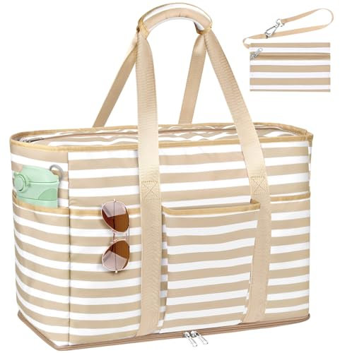 JUYANO Große Strandtasche XXL Familie mit Reißverschluss, Wasserdicht Badetasche XXL Familie Reisetasch Beach Tote Bag Shopper Damen für Strand Pool Fitnessstudio Reisen 45L
