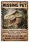 DOODLREAM Blechschild Vermisste Haustier-Dinosaurier Jura Park Vintage Wanddeko Metall RetrO Poster für Home Club GKunsten Deko 20 x 30cm