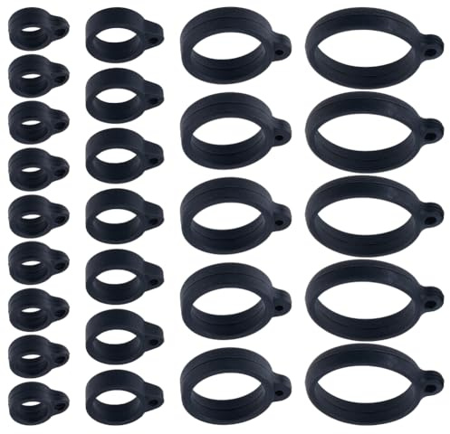 DICOSMETIC 40Pcs 4 Styles Anti-Lost Silicone Rubber Ring Holder Multipurpose Adjustable Cases Necklace Lanyard Replacement Pendant Carrying Kit Pen Non-Lost Rubber Rings Holder for Office Daily Sports