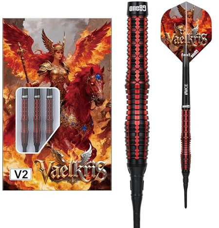 ONE80 Soft Dart Vaelkris VHD 90% Tungsten Softtip Dart Softdart Dartpfeile Set mit Schäften und Flights Hochwertige Tungsten Softdarts